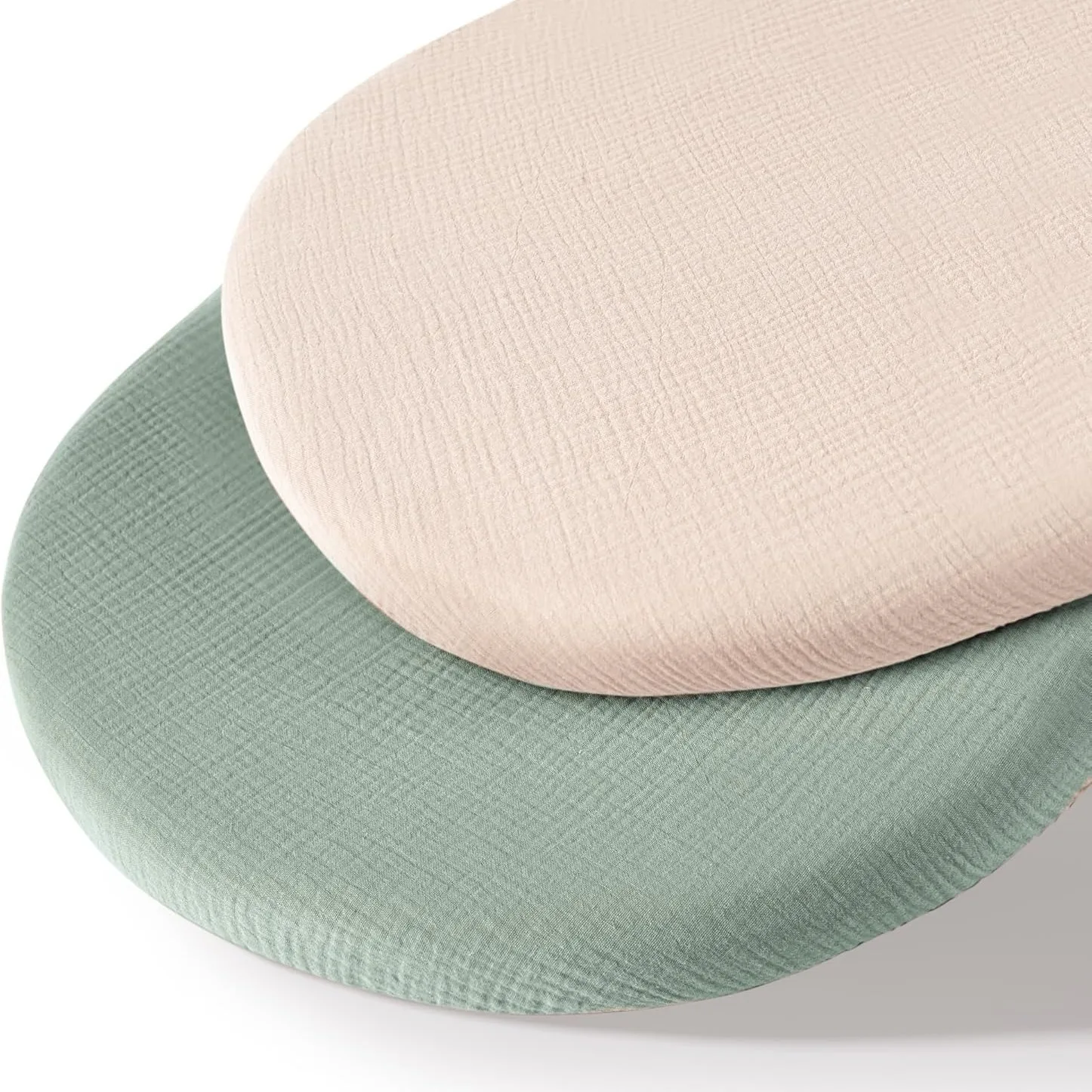 Set of 2 Muslin Cotton Fitted Sheets for Standard Size Bassinet Mattress 33x17x4inch Baby Gauze Cribs Mattress Cover Solid Color