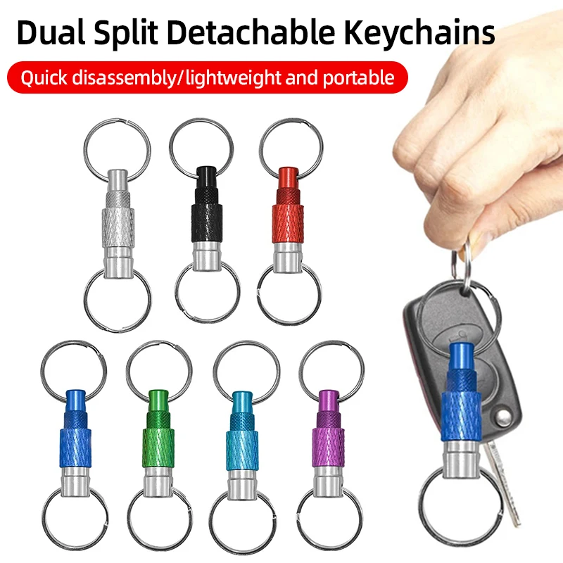 Dual Split Detachable Keychains Key ring Quick Release Portable Metal Key Holder For Handy outdoor Tool Accessories Mini Buckle