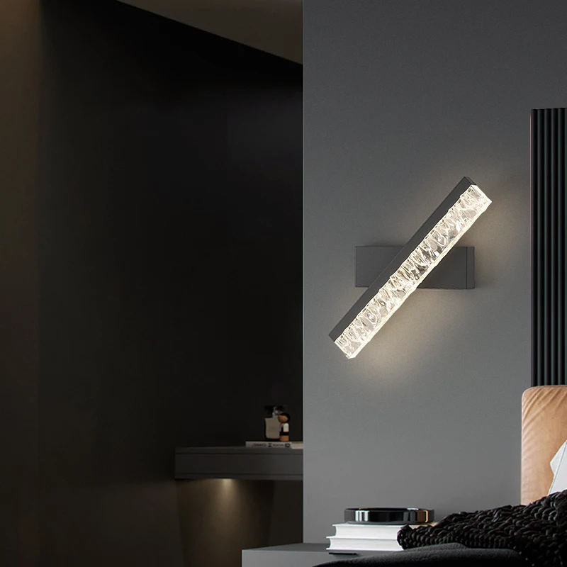 مصباح جداري بجانب السرير لغرفة المعيشة وخلفية التلفاز مع شقوق الثلج، مصباح جداري لغرفة النوم البسيط، أضواء دوارة #5