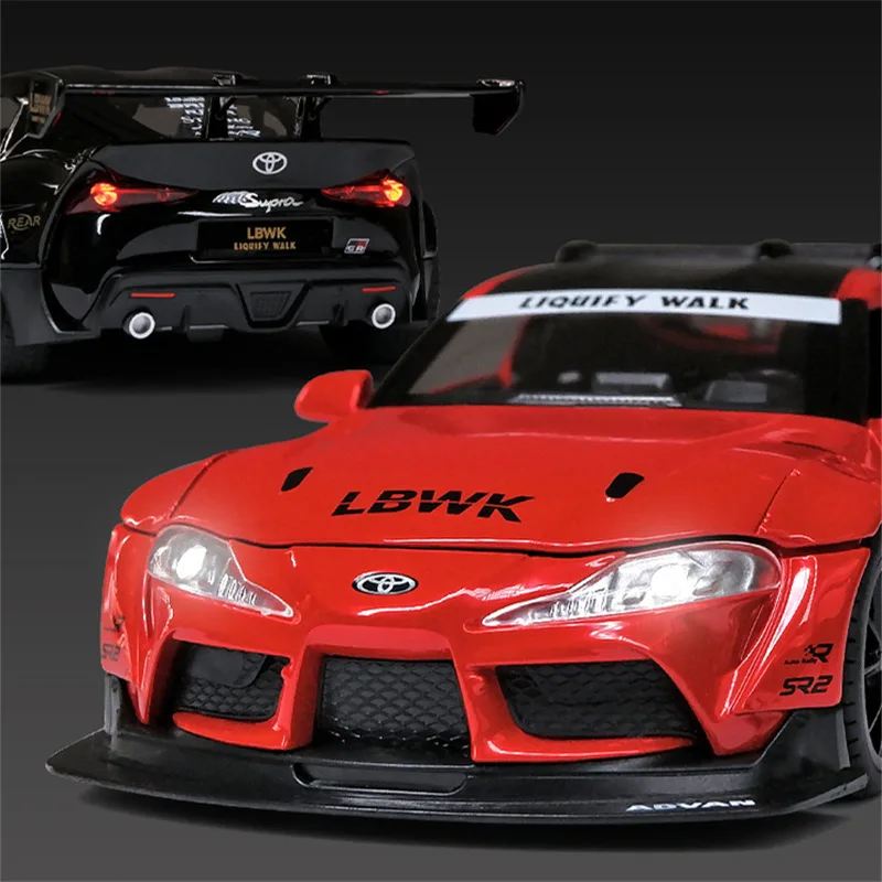 1:22 Toyota SUPRA Alloy Racing Car Model Diecast Toy Metal Vehicles Car Model High Simulation Sound Light Collectible Kids Gifts