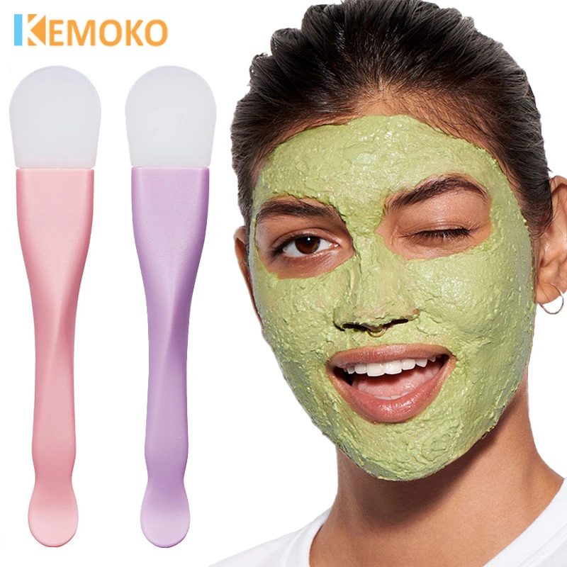 

Silicone Facial Mask Brush Soft Head with face cleaning Scraper Dual-use Integrated Mud Film Brush DIY Film Beauty Mask Tool