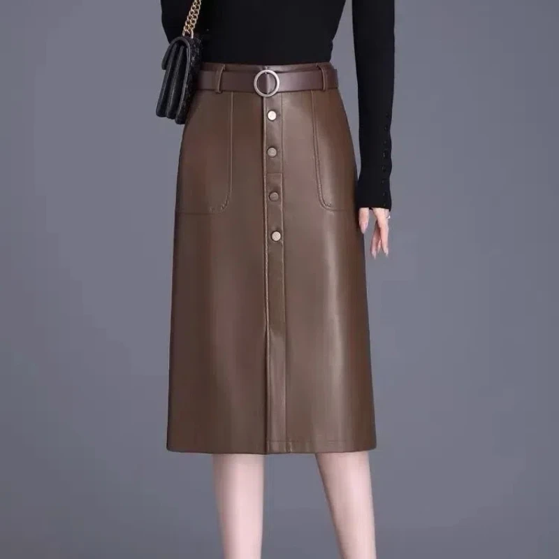 Autumn Winter New Fashion Solid Color High Waist Women's Clothing Zipper Korean Slim Office Lady Temperament All-match Skirts