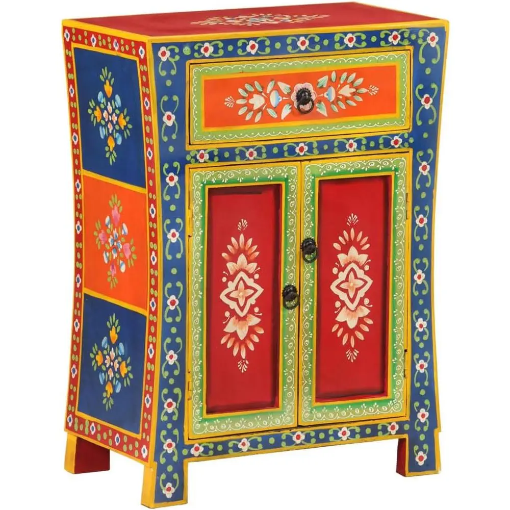 

Тумба-буфет ручной работы из мангового дерева, разноцветная, 2 дверцы и ящики, 21.3x21.3x29.1, идеально подходит для гостиной и столовой