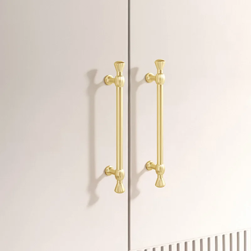French Zinc Alloy Cabinet Handle Modern Minimalist Gold Matte Drawer Knob Solid Brass Pull