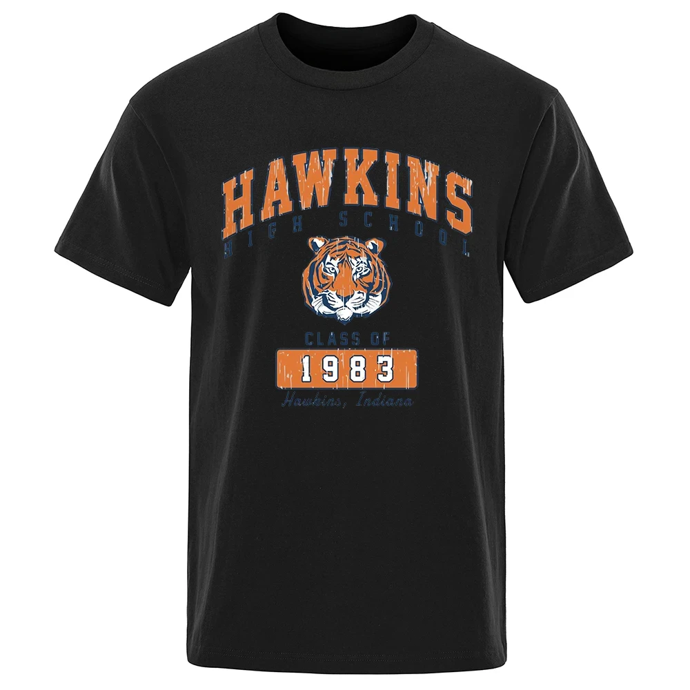 Casual Short Sleeve 80527 Hawkins High School Cl Of 1983 Men T Shirt Funny Tiger Printed Clothing O-Neck Cotton T-Shirts