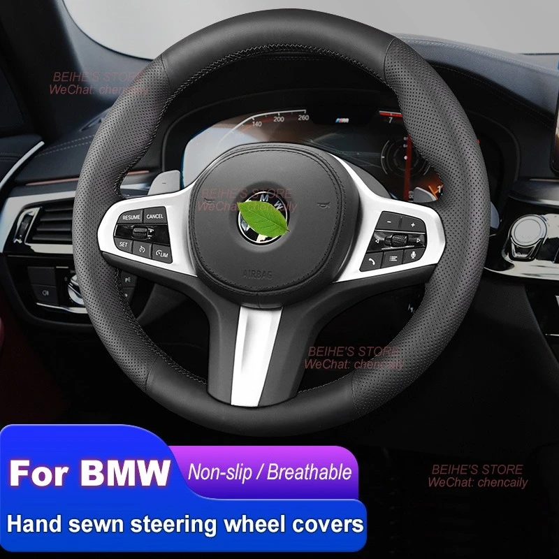 

Hand-Stitched Non-slip Durable Nappa Leather Alcantara Car Steering Wheel Cover for BMW Z4 M3 M4 M5 X3M X4M Interior Accessories