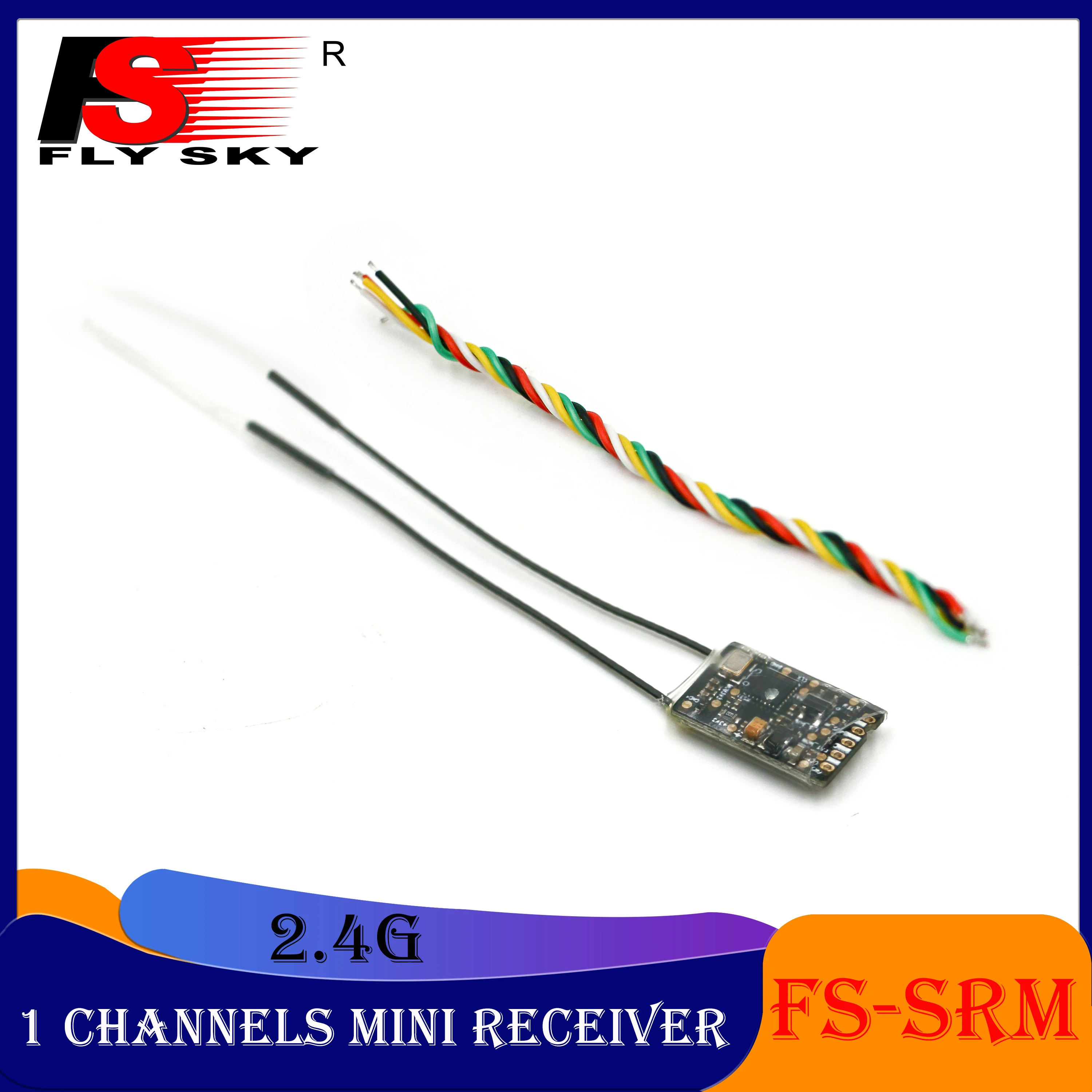 FLYSKY FS-SRM 1 Channels Mini 2.4G Receiver Dual Antenna ANT for RC Fixed Wing Model Remote Controller Drone DIY Toy Transmitter