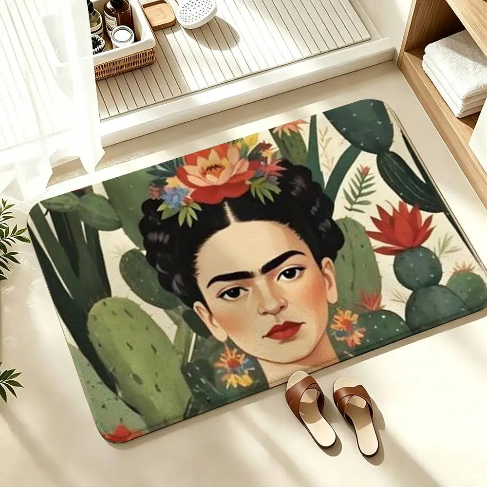 Artist iconic F-Frida K-Kahlo  Soft Absorbent Decorative Floor Mat for Bathroom Entryway Living Room