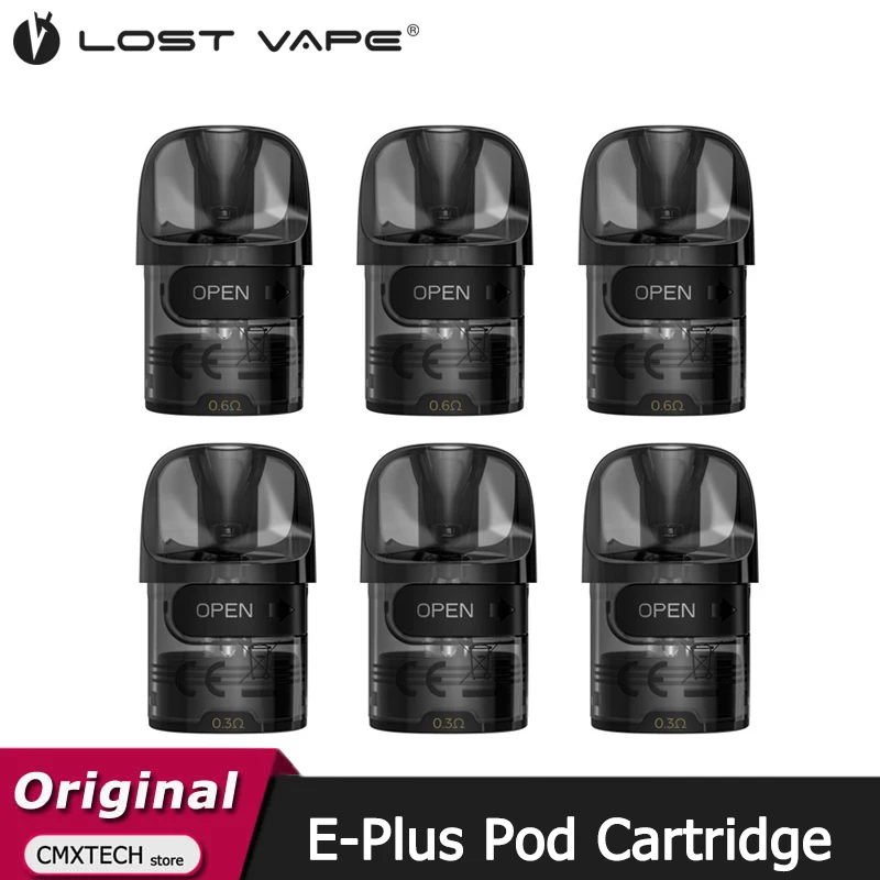 3pcs/box Original Lost Vape E-Plus Pod Cartridge 3ml 0.3ohm RDL 0.6ohm MTL For E Cigarette Thelema Elite 40 Kit Vape