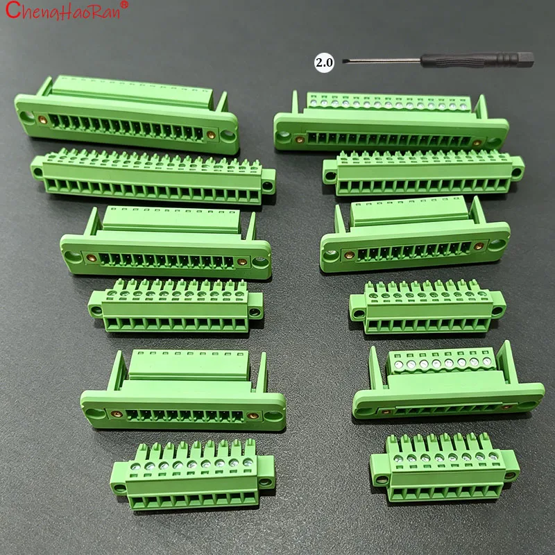1 Set 3-in-1 Durchgangs-Schweißklemmenblock 15EDGWC-3.81 Steckbarer Anschlussblock 2-24-polig Stecker-Buchse-Paar für Panelmontage mit SendOne 2.0 Flachkopfschraube