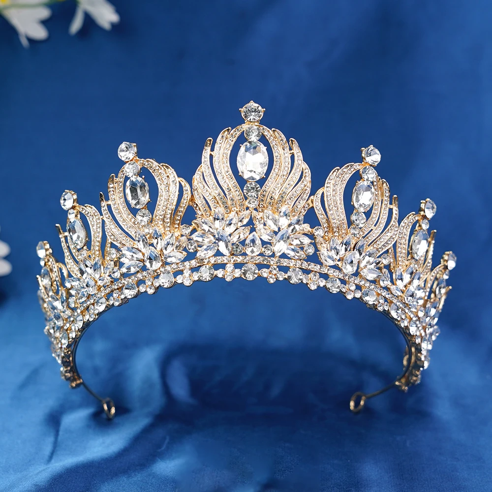 Tiara de princesa elegante de cristal de lujo barroco en 8 colores para mujer, boda, niña, fiesta de cumpleaños, corona, accesor