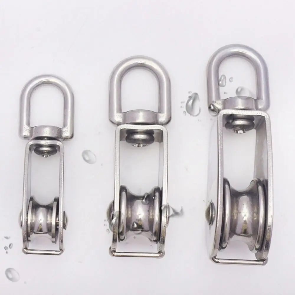 Load-Bearing M15/20/25 Fixed Pulley 304 Stainless Steel Swivel Groove Pulley Heavy Duty Single Pulley Block Tool Crane