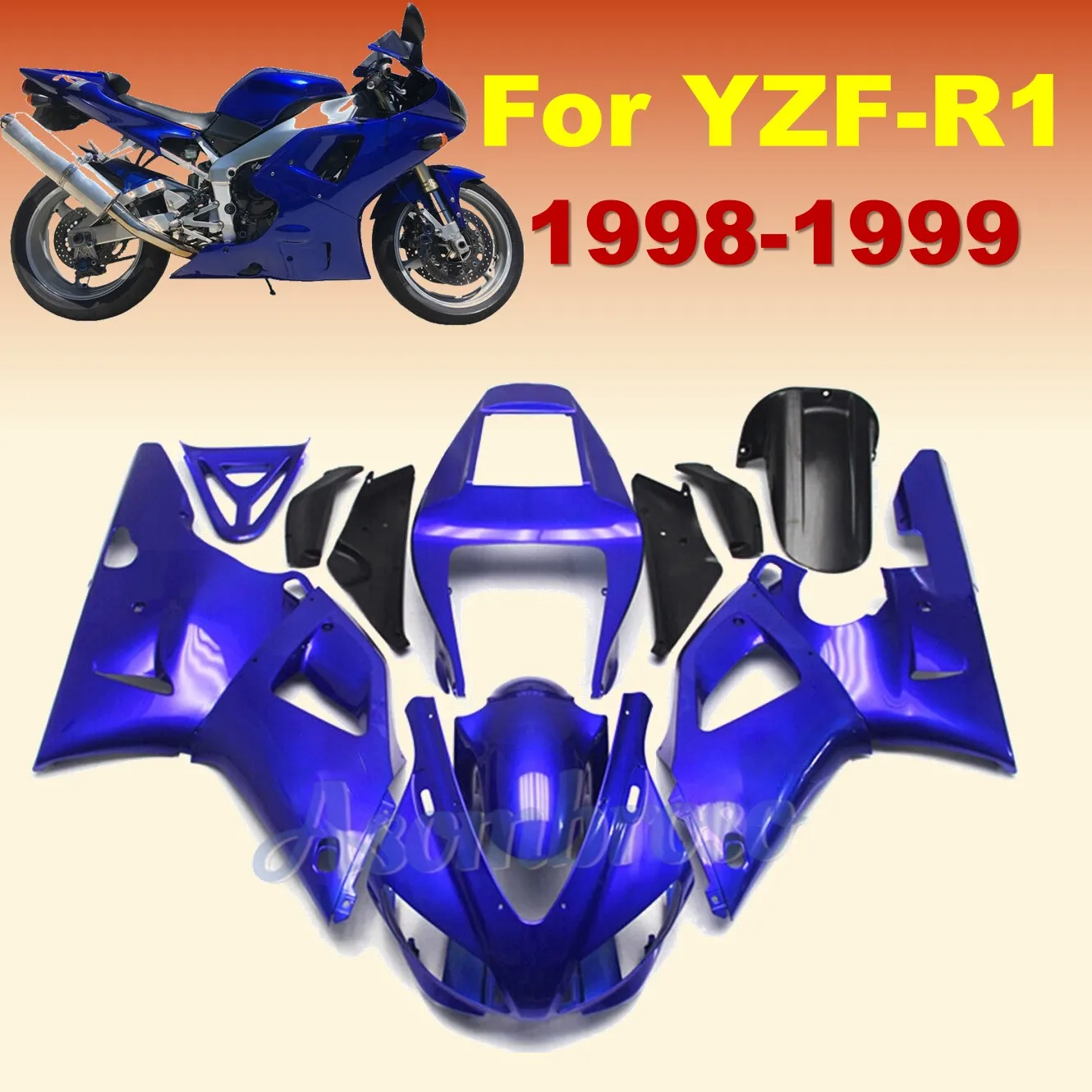 Motorcycle Bodywork Full Fairing Kit Fit For Yamaha 1998 YZF R1 1999 YZF-R1 Glossy Blue