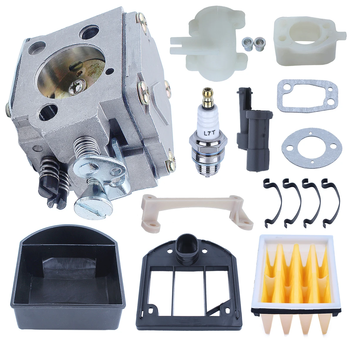 Carburetor Carb Kit for Husqvarna 61 266 268 272 272XP Chainsaw with Bracket Air Filter Intake Manifold Gasket Spark Plug