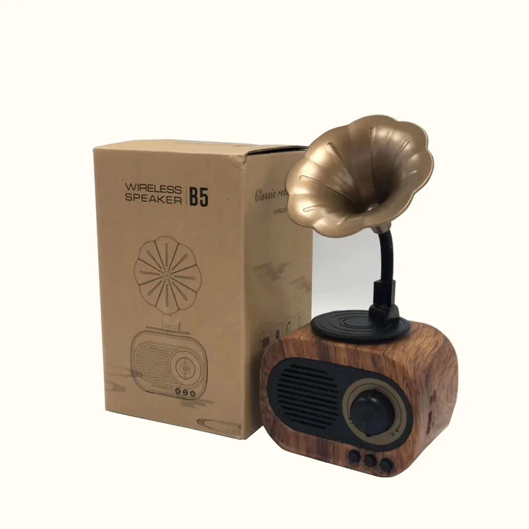 Retro Wood Bluetooth Speaker Portable Wireless Mini Outdoor Sound System with TF FM Radio Music MP3 Subwoofer