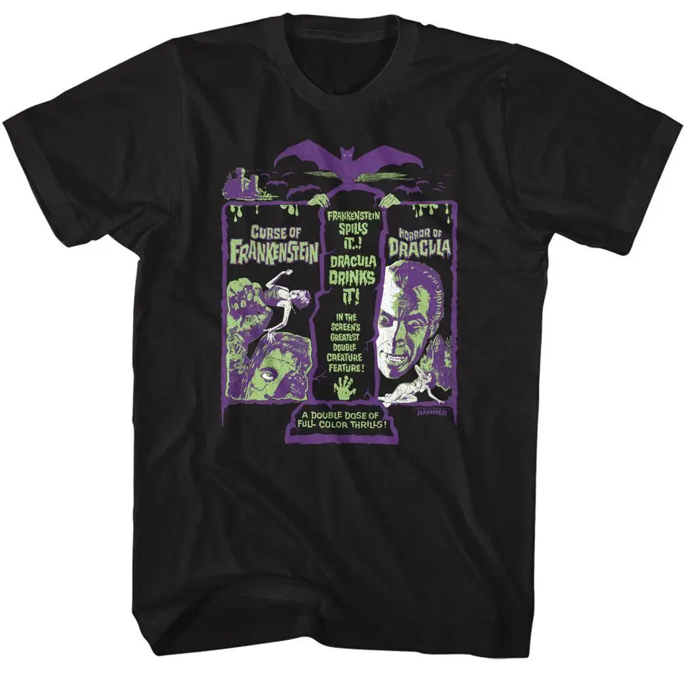 Hammer Horror Franken Drac Recolor Black T Shirt