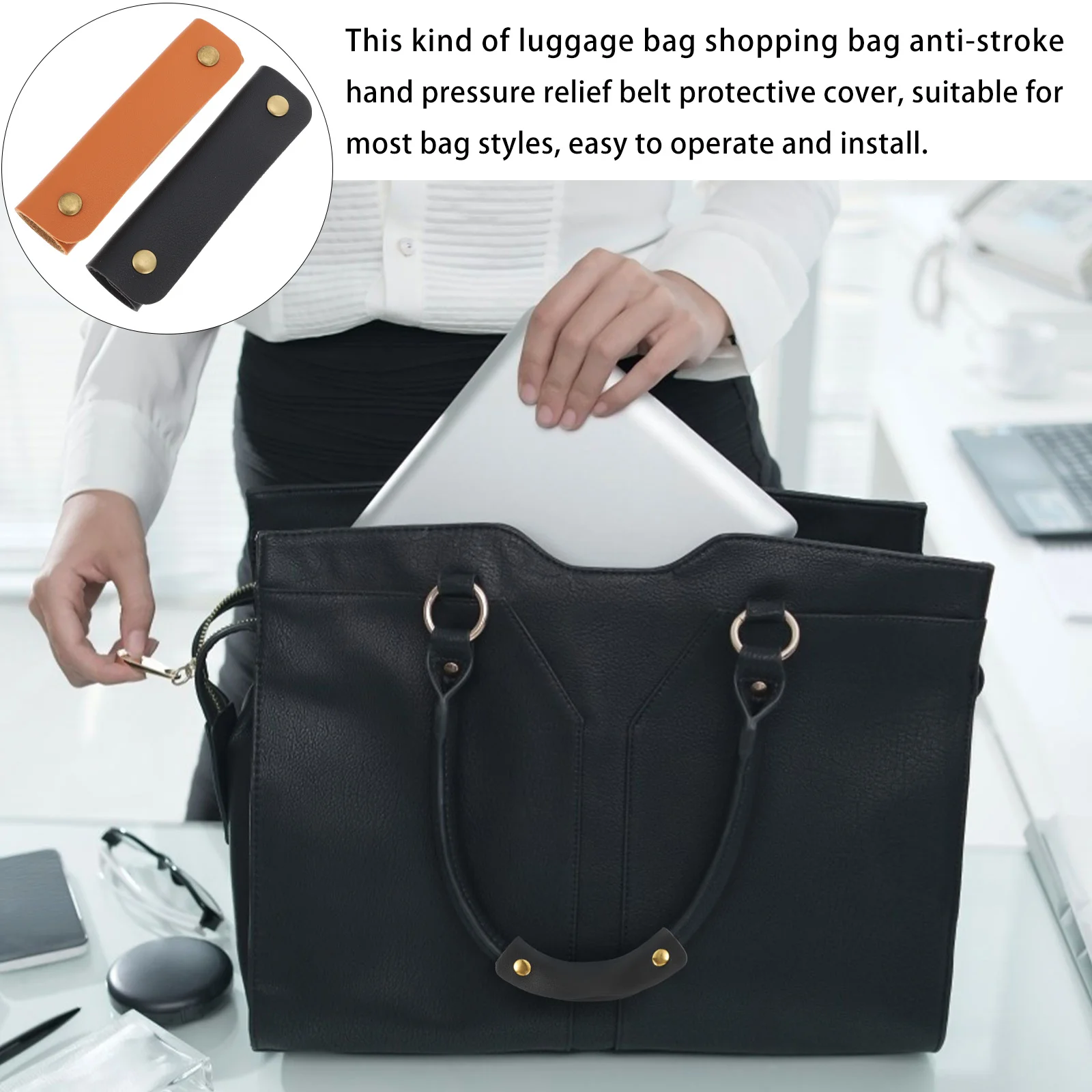 

2Pcs Premium PU Bag Handle Covers Pressure Relief Durable Handle Wrap Handbag Luggage Bag Carrier Protector