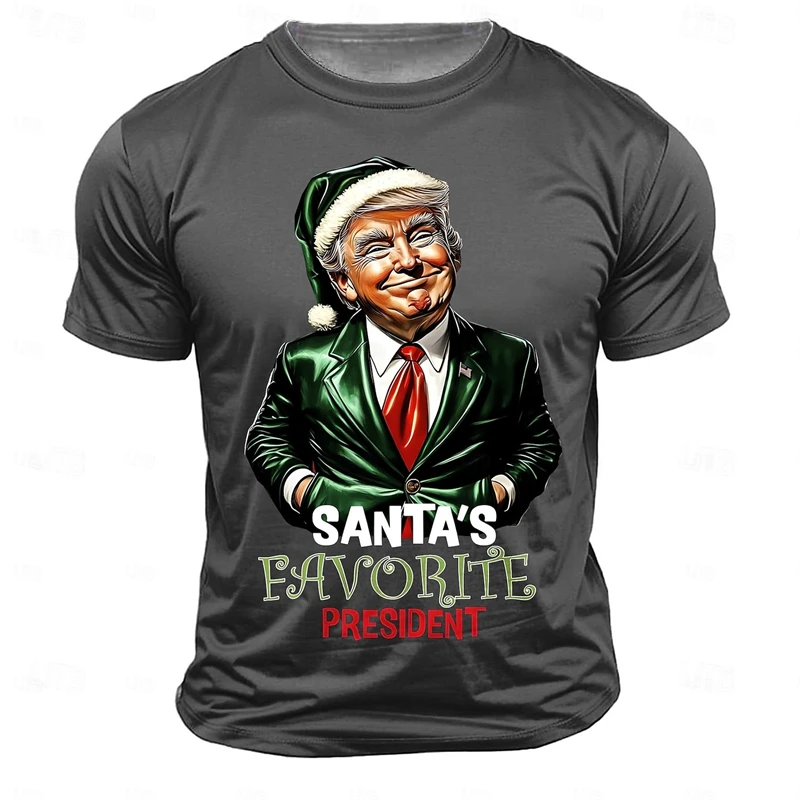 Fashion Christmas Trump T-shirt Men Casual Fashion Unique 3D Printed Pullover Top Personality Funny Pattern 2024 Trendy New Tee