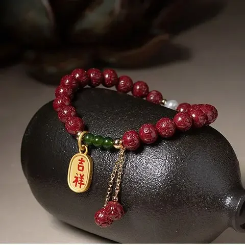 UMQ Natural raw stone cinnabar purple sand bracelet women's natal year auspicious ruyi bracelet jewelry gifts