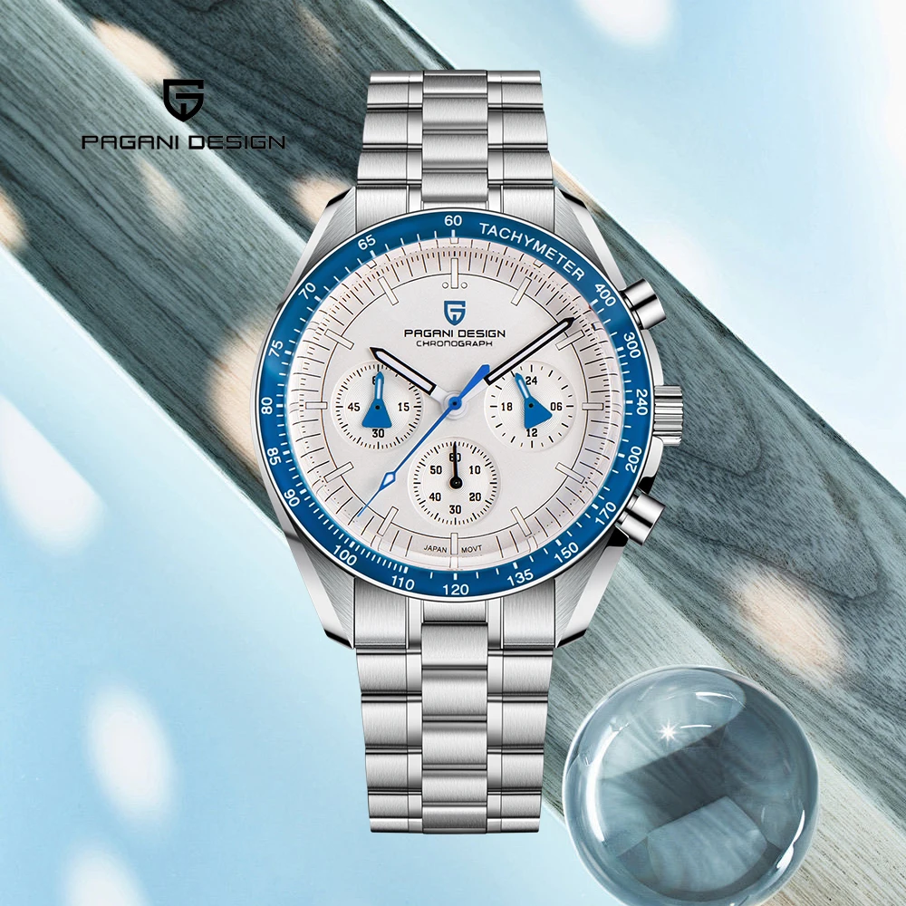 

Мужские кварцевые часы PAGANI DESIGN Fashion Blue Luxury с сапфировым стеклом, спортивный хронограф, светящиеся стрелки, модель 2026 года