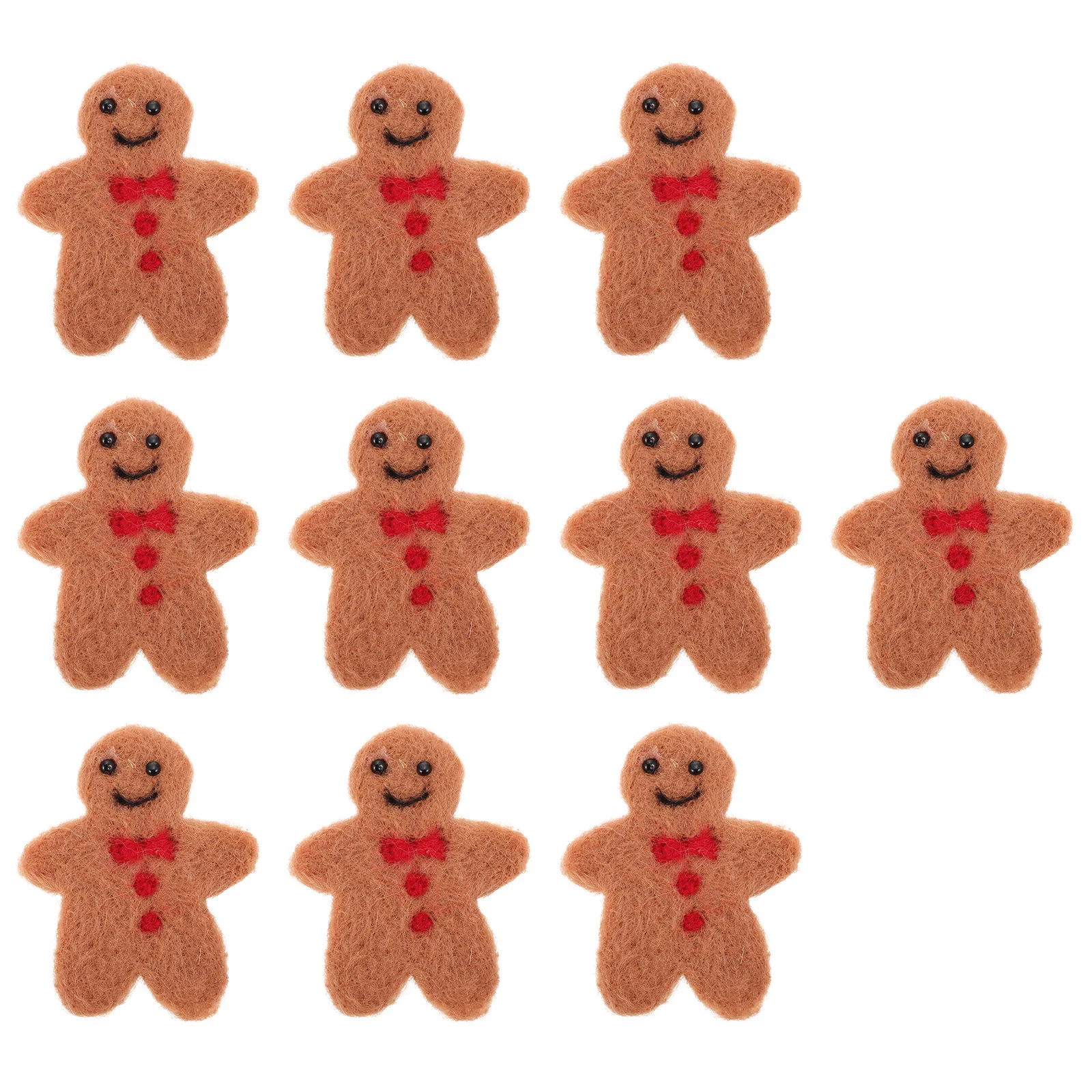 

10pcs Gingerbread Man Pendants Felt Diy Craft Decorations Xmas Tree Hanging Charms Holiday Party Ornament Supplies Wool Felt
