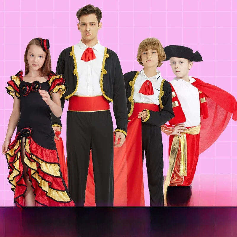 Disfraz de Torero para Halloween, Traje de Actuación para Adultos y Niños, Atuendo de Mascarada, Disfraz de Lucha de Toros
