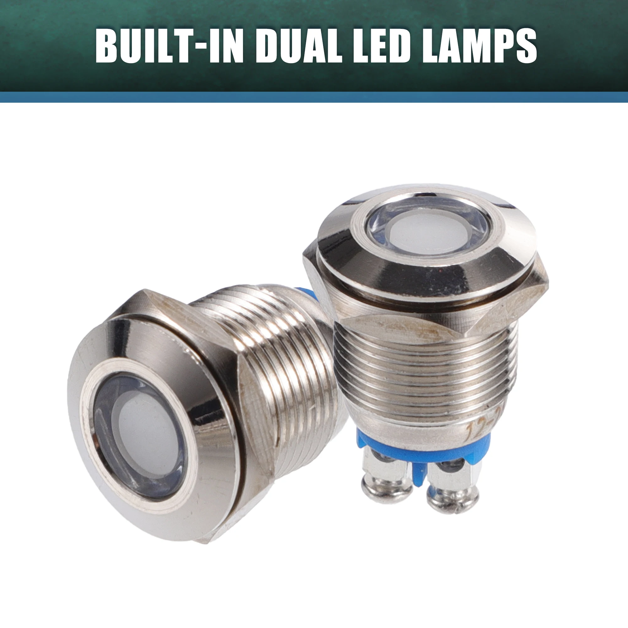 

UXCELL 5 шт. светодиодный индикатор 12 мм 12 В переменного тока постоянного тока с металлическим корпусом, водонепроницаемая контрольная сигнальная лампа для автомобиля, грузовика, лодки, разноцветная