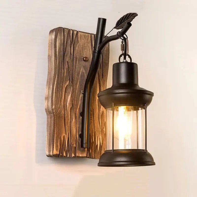 

Loft Vintage solid Wall Lamp American Industrial Restaurant Bar Wall Lamp Living Room Corridor Staircase balconyGlass Wall Light