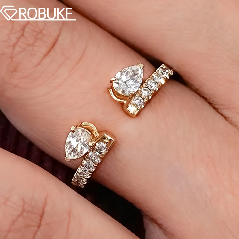 

Обручальное кольцо с муассанитом и открытой манжетой грушевидной огранки для женщин, выращенное в лаборатории бриллиант S925, серебряное кольцо полувечности, штабелируемое кольцо GRA