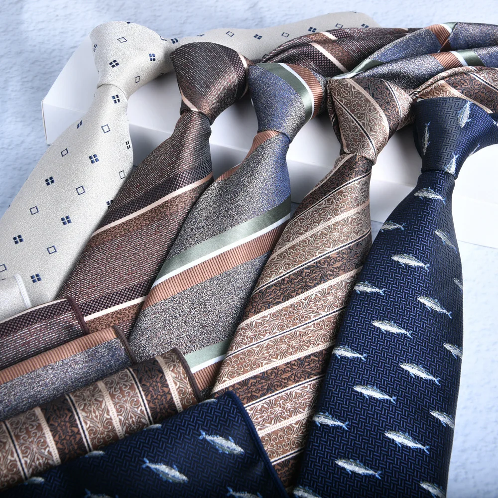 Men 2Pcs Striped Necktie Set 8CM Hand-Tied Formal Tie Business Job Interview Office Suit Accessory New Arrival