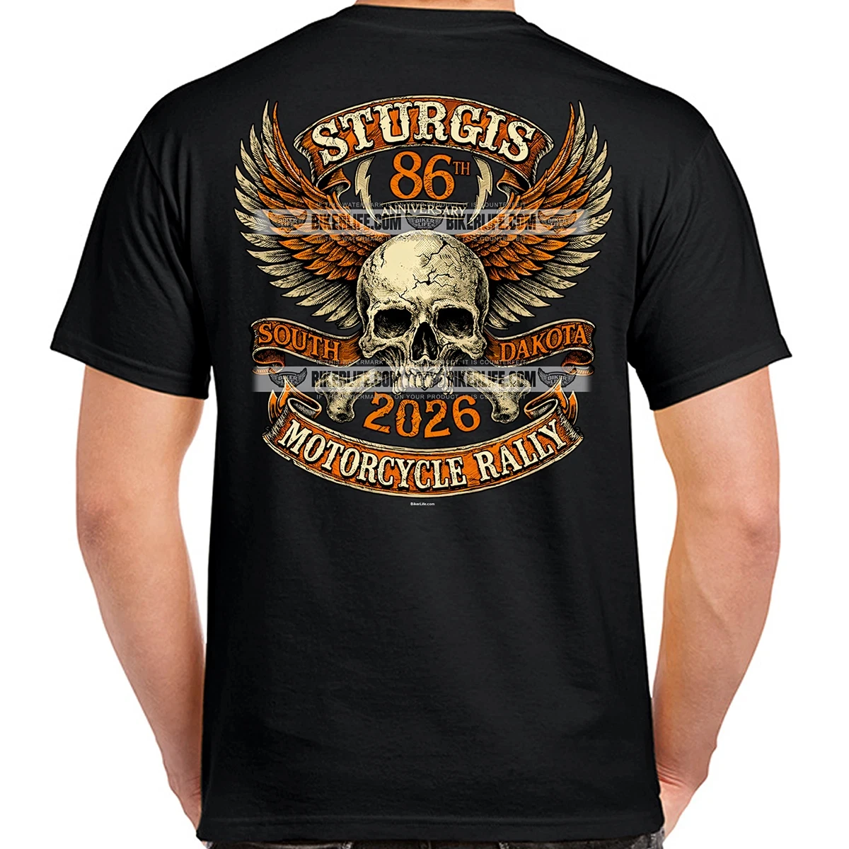 T-Shirt 2026 Sturgis Motorrad-Rallye Totenkopf-Banner Grafikdruck Hochwertiger Luxus Unisex-Stil für Männer und Frauen – Detail 7