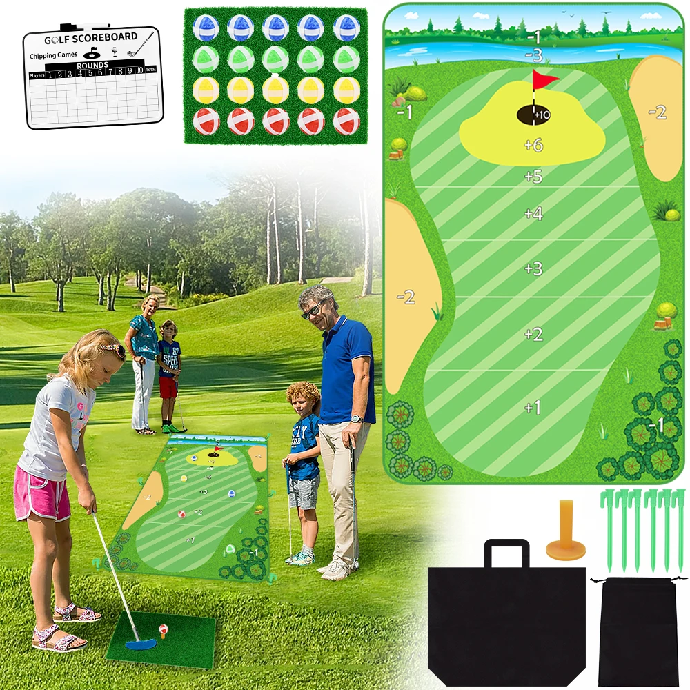 Velcro Golf Chipping Game Mat Outdoor Indoor for Adults, Family, Sticky Golf Hitting Mat Game for Backyard (No Golf Clubs)