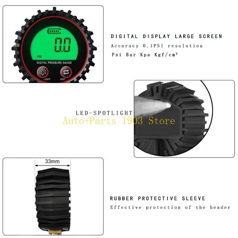 

E21C Car Tire Tyre Air Pressure Gauge Meter Tool Metal Manometer Barometers Tester Meter for Truck MotorcyclesBike Monitoring