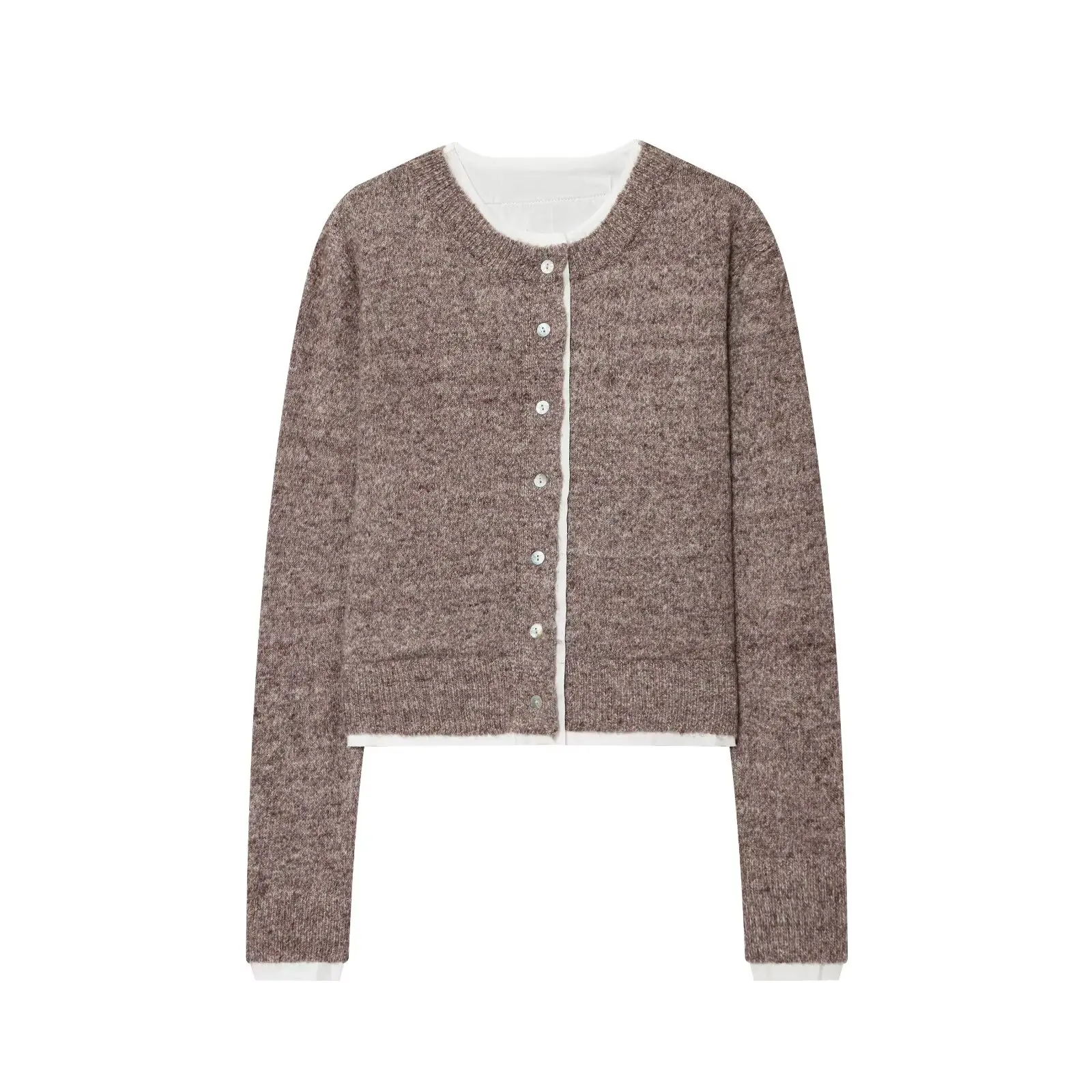 

Tidalyf 2025 женский вязаный кардиган с цветными блоками, свитер с круглым вырезом и длинными рукавами на одной пуговице, повседневный шикарный осенне-зимний топ