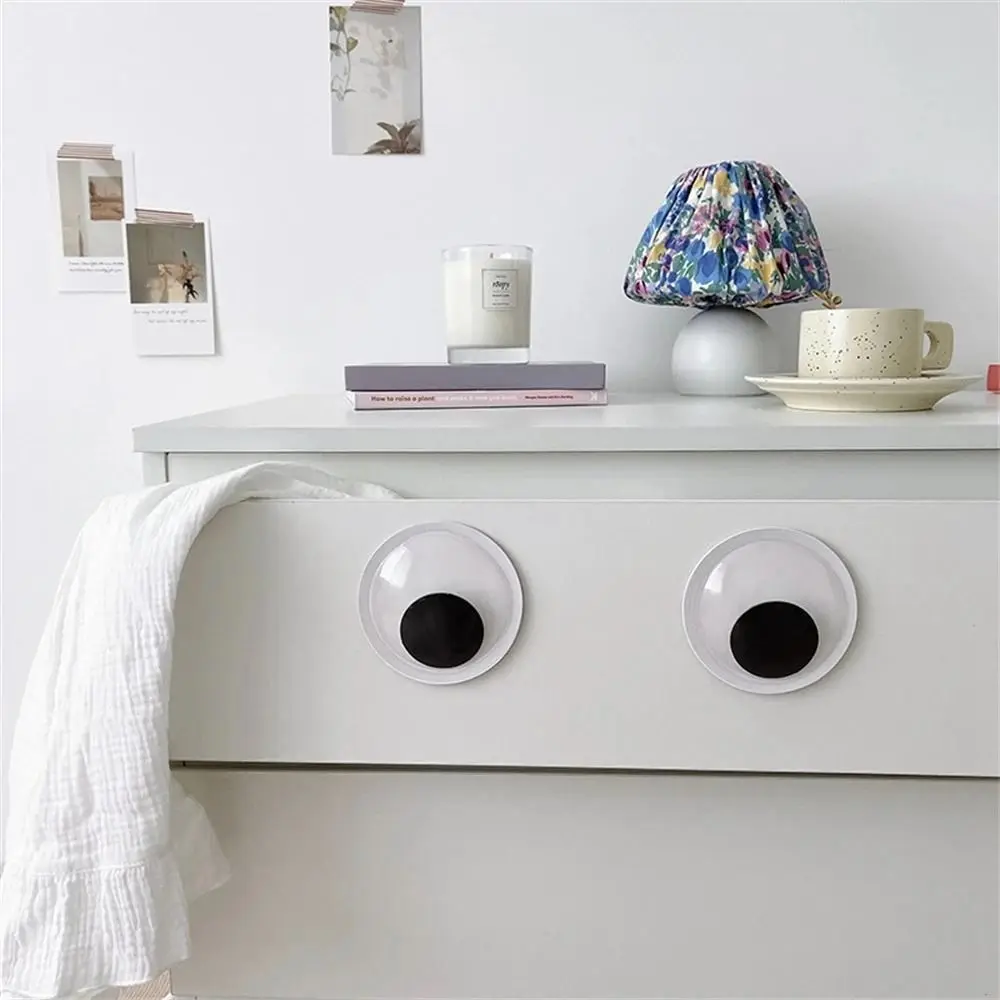 1 Pair Interesting Plastic Fridge Stickers Self Adhesive Googly Eyes Fridge Wall Sticker Funny Air Conditioner Cabinet Sticker