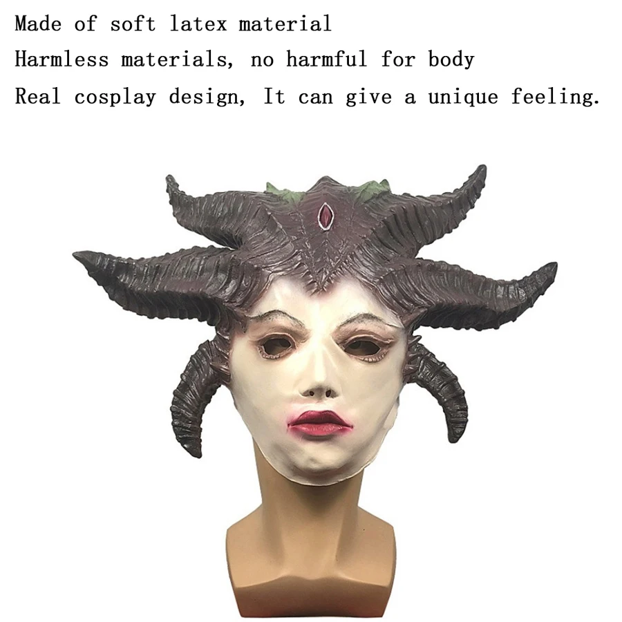 Cosplay Scary Evil Banshee Game Fans Diablo IV Lilith Devil Halloween Mask Full Face Head Cover Party Fancy Dress Costume Props