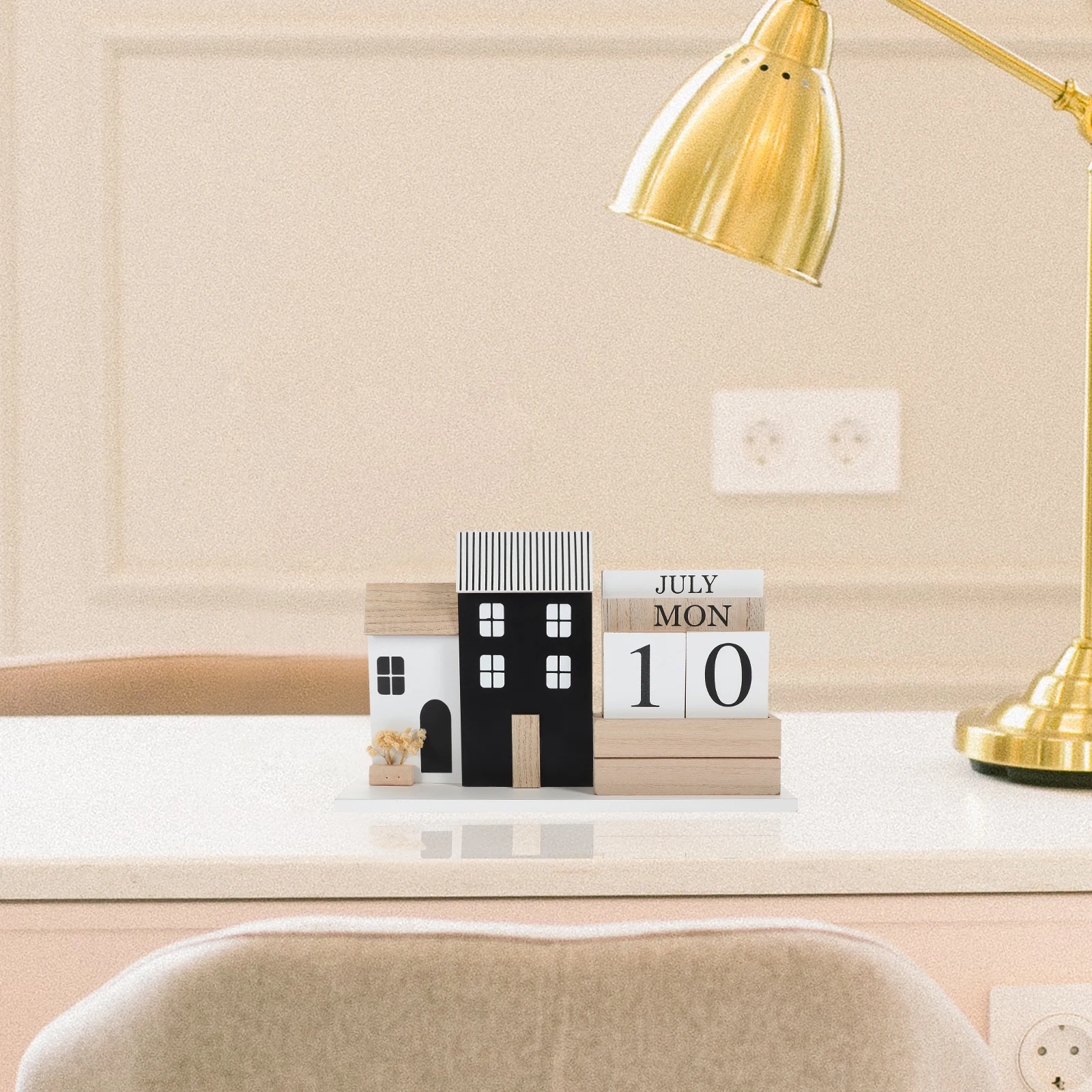 

Wooden Desk Calendar 30x6x19cm Reusable Retro Style Home Office Decor Creative St Perpetual Table Accessories