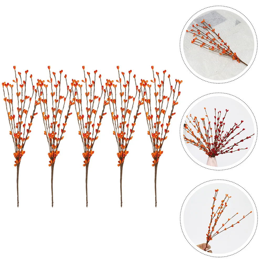 

5pcs Artificial Stems Premium Plastic Fake Berry Branches For Christmas Decorations Xmas Vase Centerpiece Thanksgiving Rustic