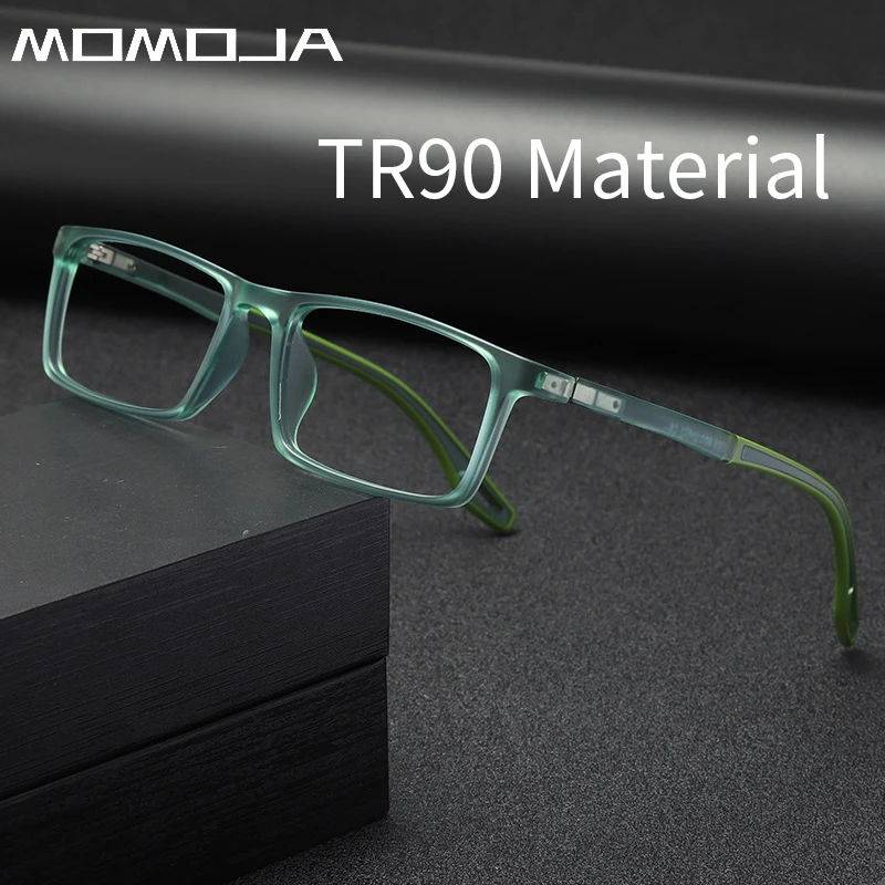 MOMOJA Ultra-light Fashion Spring Legs Design TR90 Non-slip Retro Square Youth Optical Prescription Eyeglasses Frame For Men