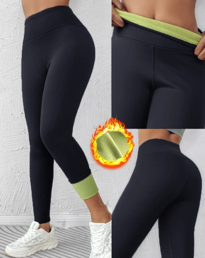 

Winter Women's Leggings Casual Solid Color Thick Wool Lined Sports Pants Warmth Shaping Hip Lifting Tight Fitting Sports Pants