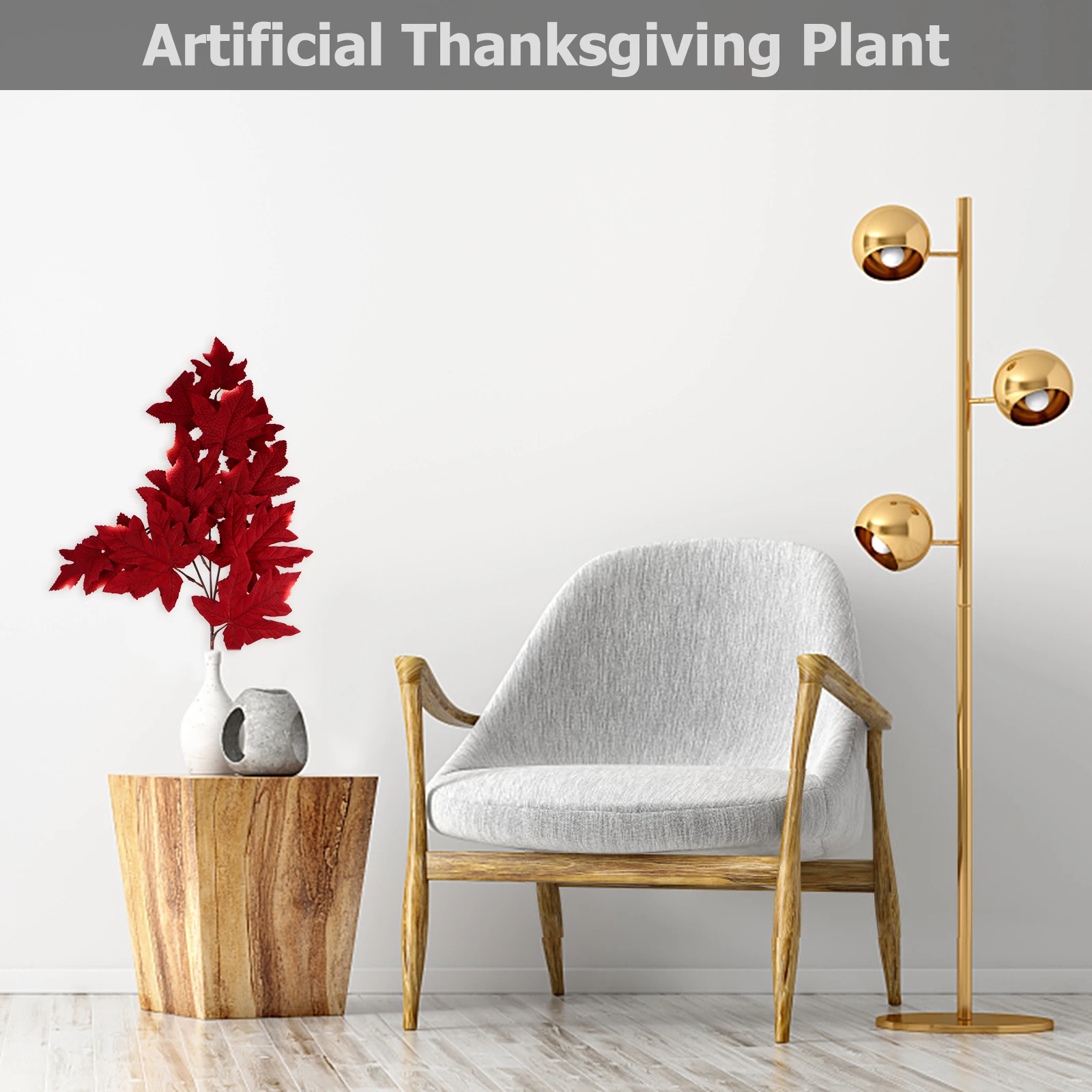 

Simulated Maple Leaf Decoration Branches Flannel Green Artificial Leaves Autumn Fall Bushes Thanksgiving Plant Home Decor Wreath