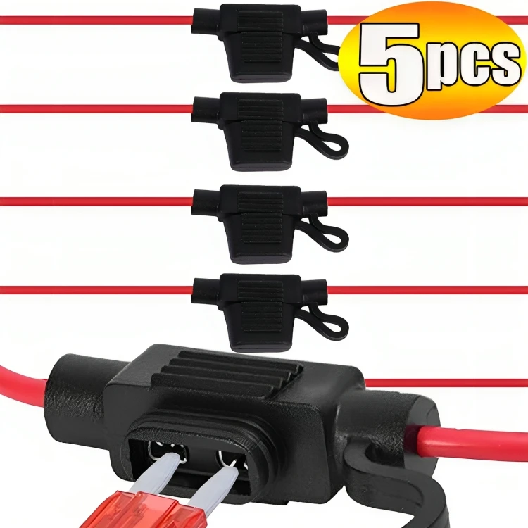 

5PCS Car Fuse Holder Small Size Mini Blade Waterproof Sealed Fuse Box Car Fuse Socket in Line Cutoff Switch Adapter