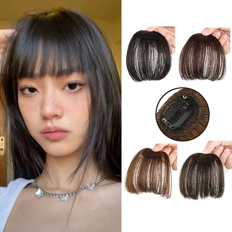 

Синтетическая заколка на челке, тонкие шиньоны для женщин, на клипсе, воздушная челка, плоская аккуратная челка, наращивание волос для повседневного ношения