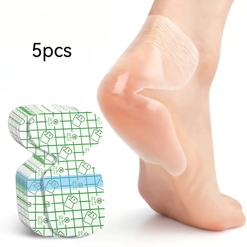 5Pcs Invisible Moisturizing Heel Stickers - Breathable Cushion Pads for Dry Cracked Heels Soft PVC Material Holiday Gifts