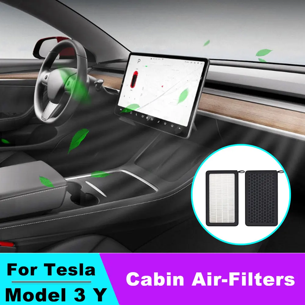 

Air Conditioner Filter For Tesla Model 3 Y HEPA Activated Carbon Air Filter Auto Element Replacement Kit Cabin Air-Filters