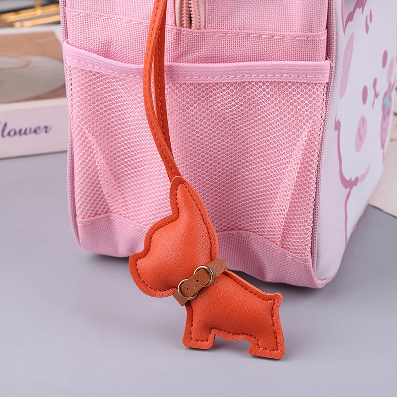 Cute Bulldog Leather Keychain Cartoon Puppy Charm For Women Girls Bag Pendant Handbag Hanging Decoration