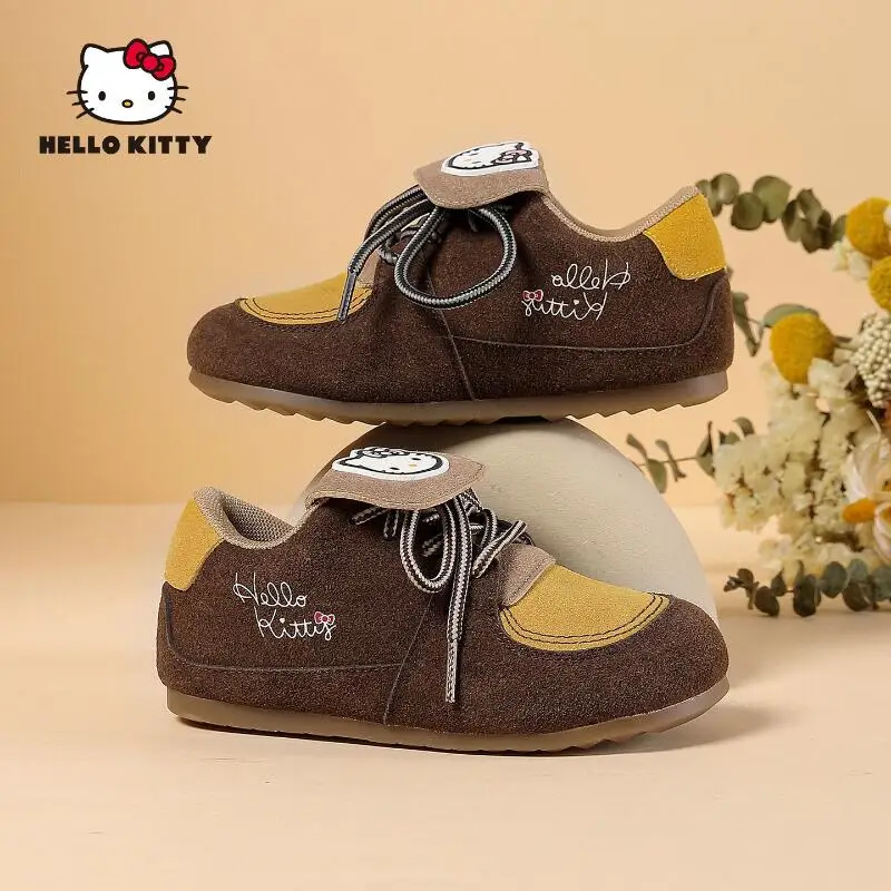 سانريو فتاة مرحبا كيتي موضة أحذية رياضية طالب الخريف والشتاء أنيمي الكرتون الطفل عدم الانزلاق مقاومة للاهتراء حذاء كاجوال جديد
