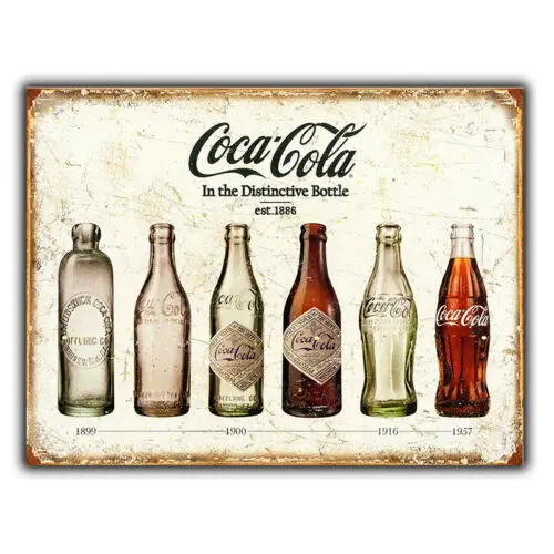 PLAQUE DE PARED DE METAL CONIGNAL DE Coca-Cola en botellas Póster retro Publicidad PUB BAR-Aluminio