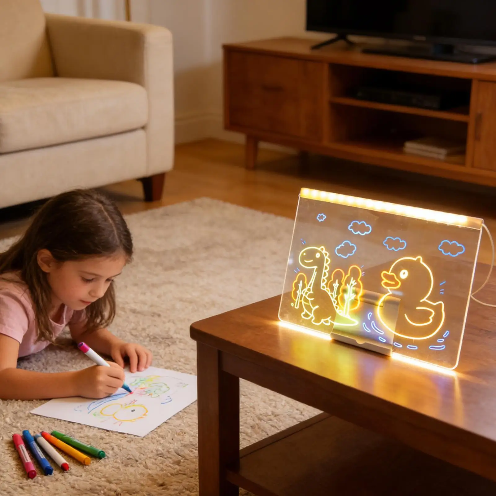 LED-notitiebord USB-plug-in schrijfblok Uitwisbaar LED-prikbord met markers voor jongens Meisjes Schoolwoonkamer Thuiswerkplek