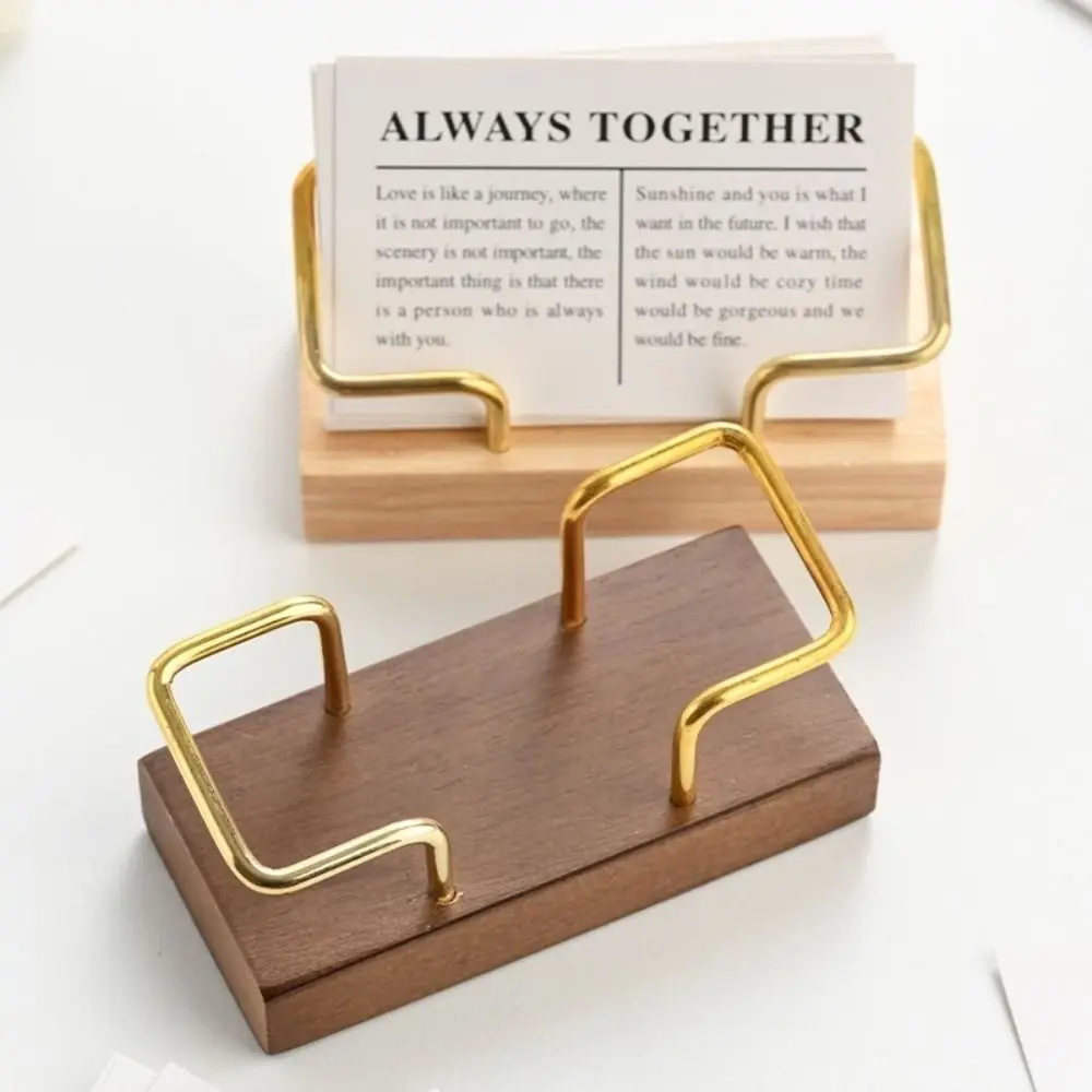 Multifunctional Wooden Business Card Holder Metal Wood Combined Multiple Styles Name Card Stand Desktop Card Holder Reception